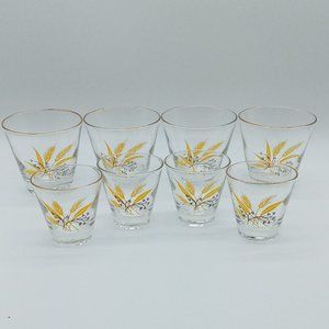 Homer Laughlin Century Service Autumn Gold Wheat Old Fashioned Glasses Set of 8